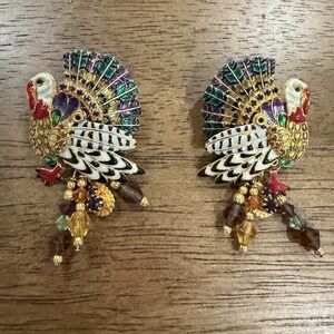 RARE Lunch at The Ritz LATR 2GO Turkey Gobble Thanksgiving Post Earrings Y2K